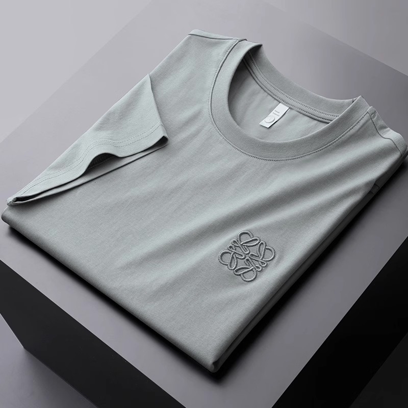 Muško T‑shirt s izšivanjem, okrugli izrez, kratki rukavi, slim fit, pamuk-mješavina