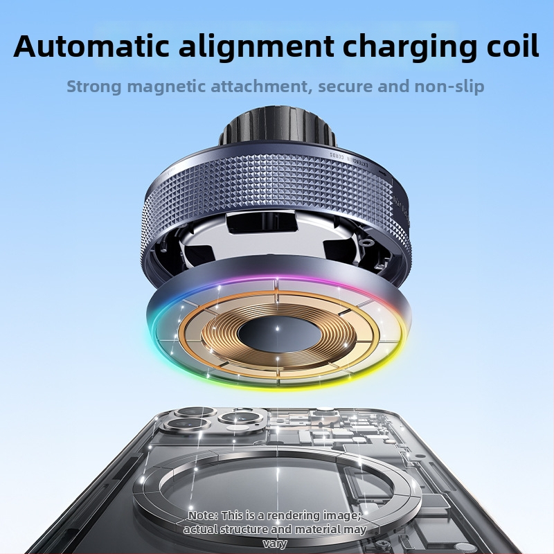 MagSafe безжично автомобилно държател с база с 17 мм сферична глава, 15W бързо зареждане, прибиращ се USB-C кабел, вакуумна чашка за монтиране на табло с клип за въздух, RGB осветление с включване/изключване
