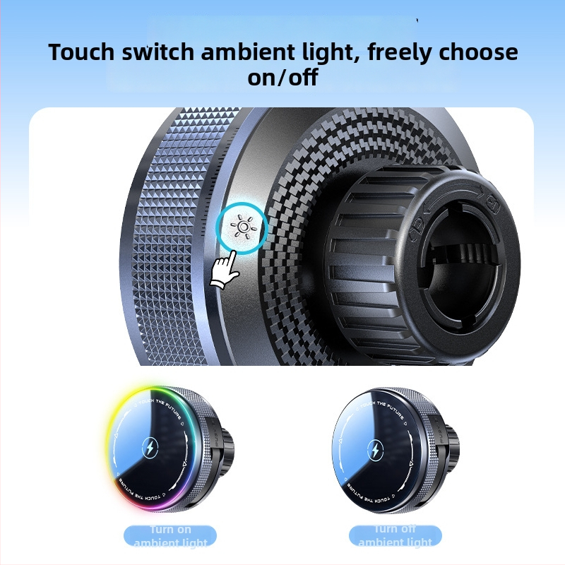 MagSafe безжично автомобилно държател с база с 17 мм сферична глава, 15W бързо зареждане, прибиращ се USB-C кабел, вакуумна чашка за монтиране на табло с клип за въздух, RGB осветление с включване/изключване