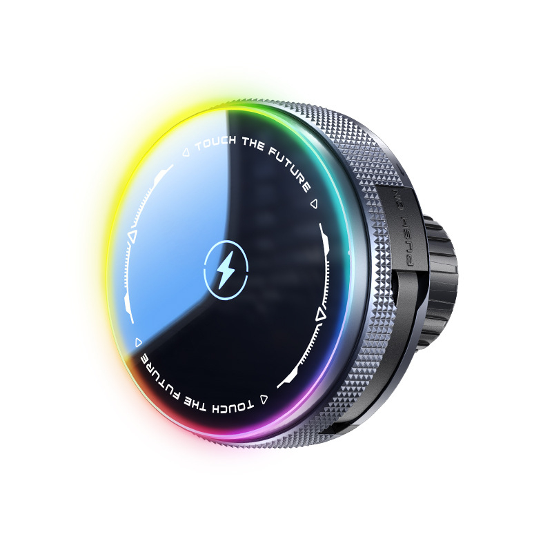 MagSafe безжично автомобилно държател с база с 17 мм сферична глава, 15W бързо зареждане, прибиращ се USB-C кабел, вакуумна чашка за монтиране на табло с клип за въздух, RGB осветление с включване/изключване