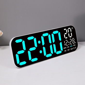 Ceas de perete LED digital cu termometru, calendar perpetuu și fază a lunii – afișaj oră de 24 de ore