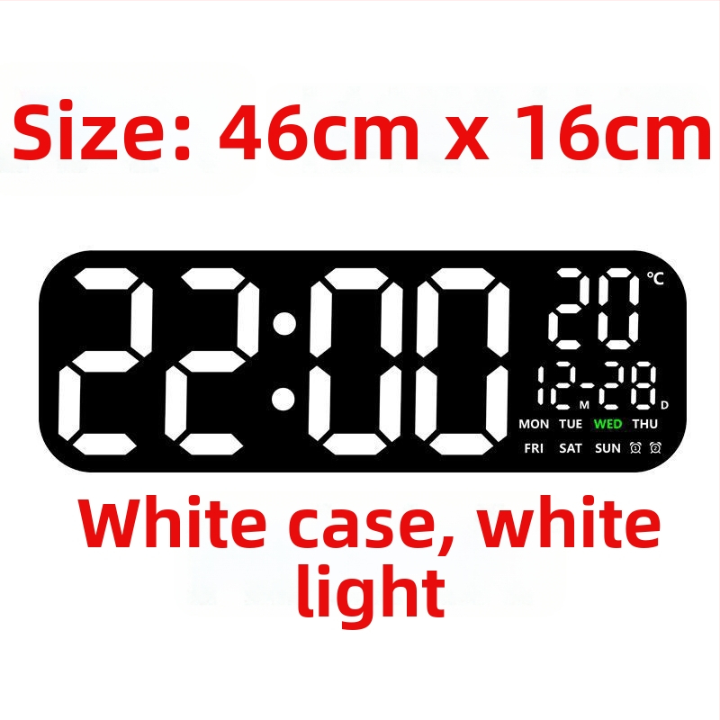 Ceas de perete LED digital cu termometru, calendar perpetuu și fază a lunii – afișaj oră de 24 de ore
