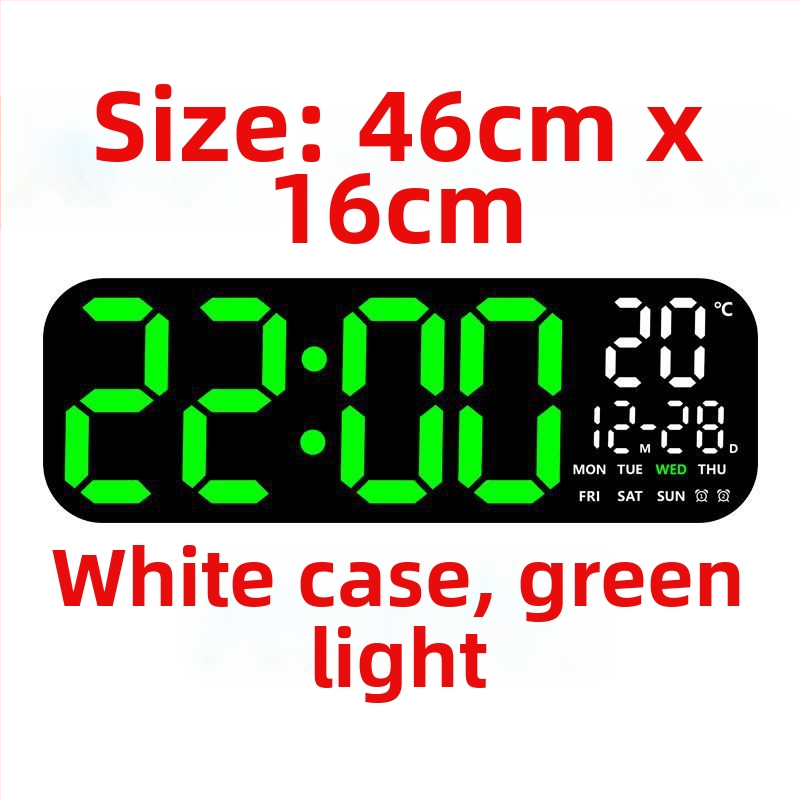 Ceas de perete LED digital cu termometru, calendar perpetuu și fază a lunii – afișaj oră de 24 de ore
