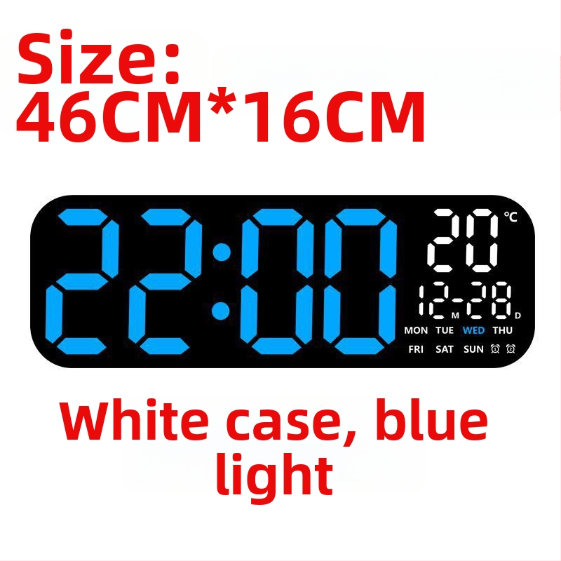 Ceas de perete LED digital cu termometru, calendar perpetuu și fază a lunii – afișaj oră de 24 de ore