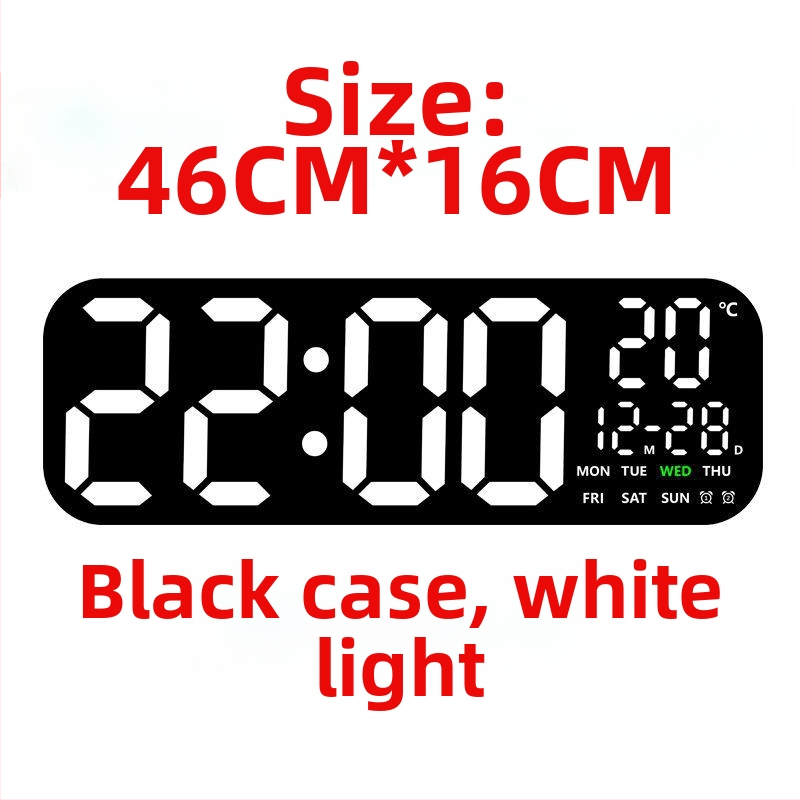 Ceas de perete LED digital cu termometru, calendar perpetuu și fază a lunii – afișaj oră de 24 de ore