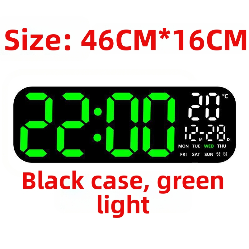 Ceas de perete LED digital cu termometru, calendar perpetuu și fază a lunii – afișaj oră de 24 de ore