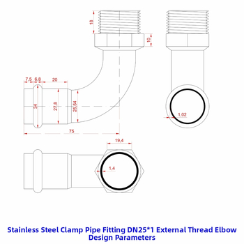 Ανοξείδωτος σωληνώσεων εξαρτήματα ύδατος – 90° εξωτερική βιδωτή γωνία, συμπιεζόμενος συνδετήρας, 304/316L, αντοχή σε υψηλές θερμοκρασίες