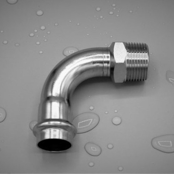 Ανοξείδωτος σωληνώσεων εξαρτήματα ύδατος – 90° εξωτερική βιδωτή γωνία, συμπιεζόμενος συνδετήρας, 304/316L, αντοχή σε υψηλές θερμοκρασίες