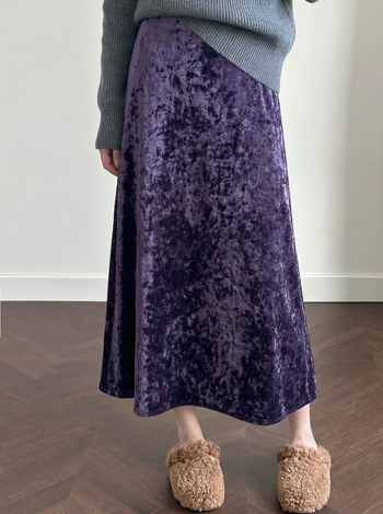 Suknja A-linije, silueta ribljeg repa, duga, poliester, mikroelastična, književno retro kineski stil