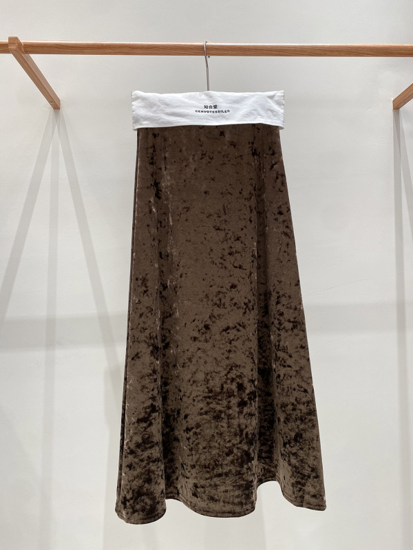 Suknja A-linije, silueta ribljeg repa, duga, poliester, mikroelastična, književno retro kineski stil