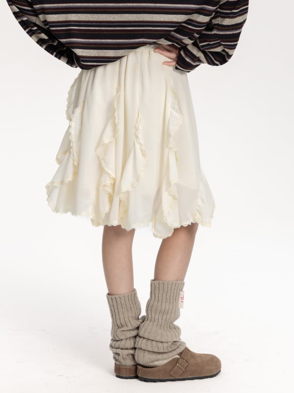 Dječja midi suknja, korejski stil, A-linija, nepravilni patchwork, 100% poliester, za djecu od 8 godina, proljeće i jesen
