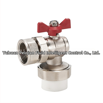 PPR uhlový guľový ventil so vnútorným závitom a spojkou pre horúcu a studenú vodu