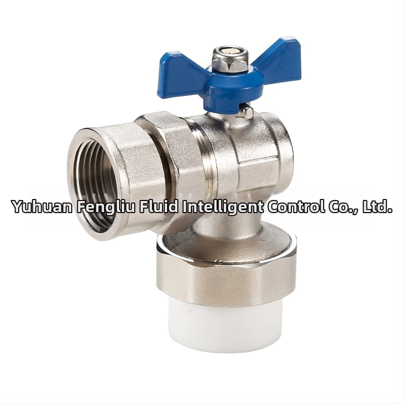 PPR uhlový guľový ventil so vnútorným závitom a spojkou pre horúcu a studenú vodu