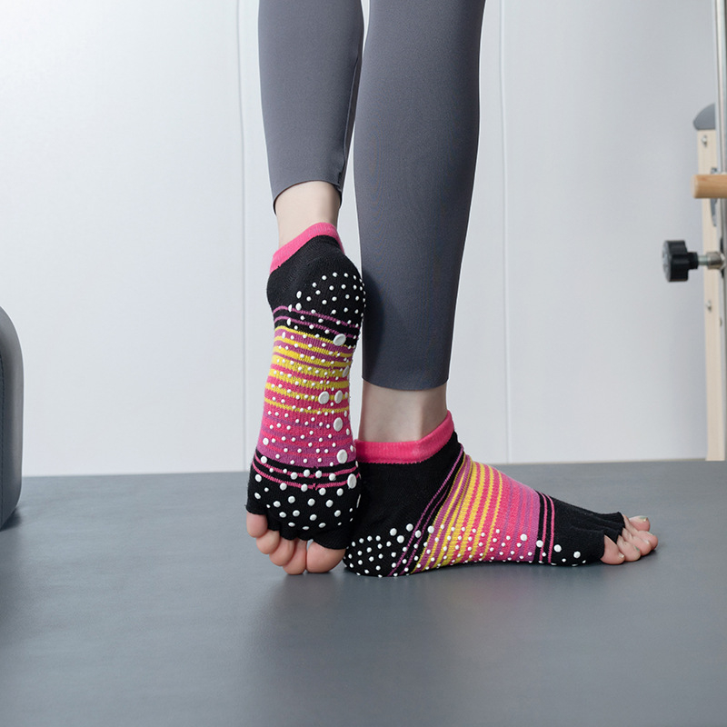 Yoga čarape s otvorenim prstom, protuklizne, prozračne, upijaju znoj, pamuk, za žene 18–40, pogodne za zimu, proljeće i jesen