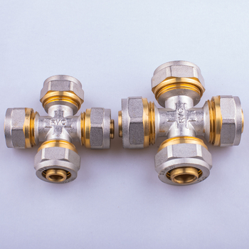 Sunrise σφυρηλατημένα εξαρτήματα σωλήνων αλουμινίου-πλαστικού: ευθύγραμμος αγκώνας και τριών κατευθύνσεων σύνδεσμος με εσωτερικές και εξωτερικές βίδες για ζεστό και κρύο νερό, διαθέσιμη παραμετροποίηση