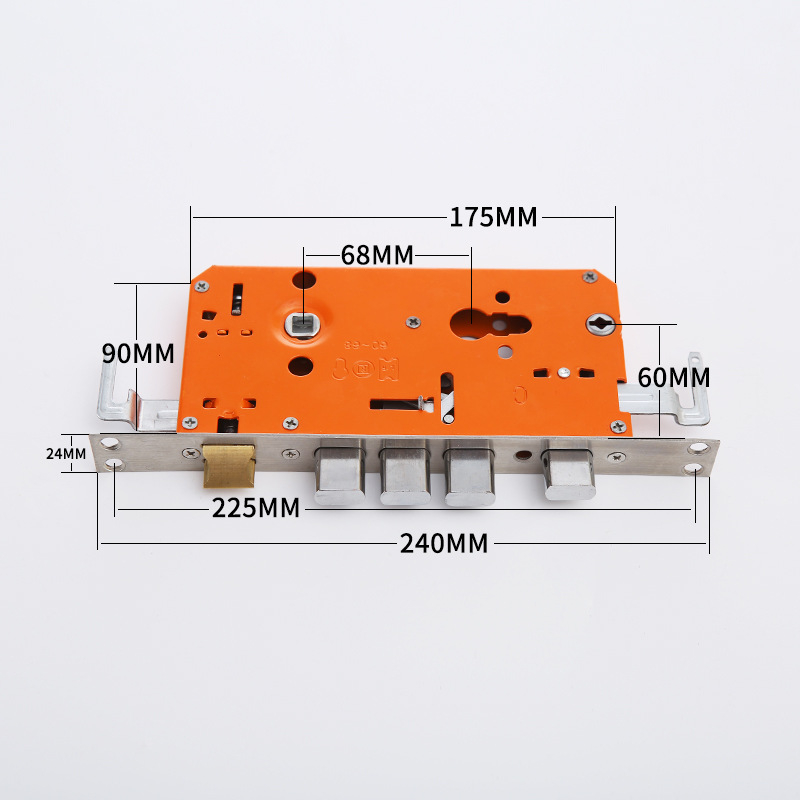 Σώμα κλειδαριάς πόρτας, προσαρμοζόμενο, σίδηρος με γλώσσα από χαλκό, μοντέρνος μινιμαλιστικός σχεδιασμός
