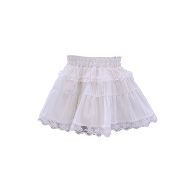 Dječja suknja u korejskom stilu s cvjetnim rubom od materijala Spring Yarn, 100% poliester