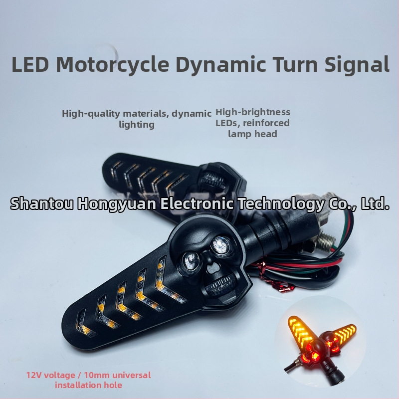 LED žmigavac s motivom lubanje za motocikl, 12V, model 055, LED izvor, 10000K boja, vijek trajanja 10000 h; kompatibilno s motociklima, električnim vozilima, terenskim vozilima i skuterima