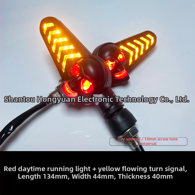 LED žmigavac s motivom lubanje za motocikl, 12V, model 055, LED izvor, 10000K boja, vijek trajanja 10000 h; kompatibilno s motociklima, električnim vozilima, terenskim vozilima i skuterima
