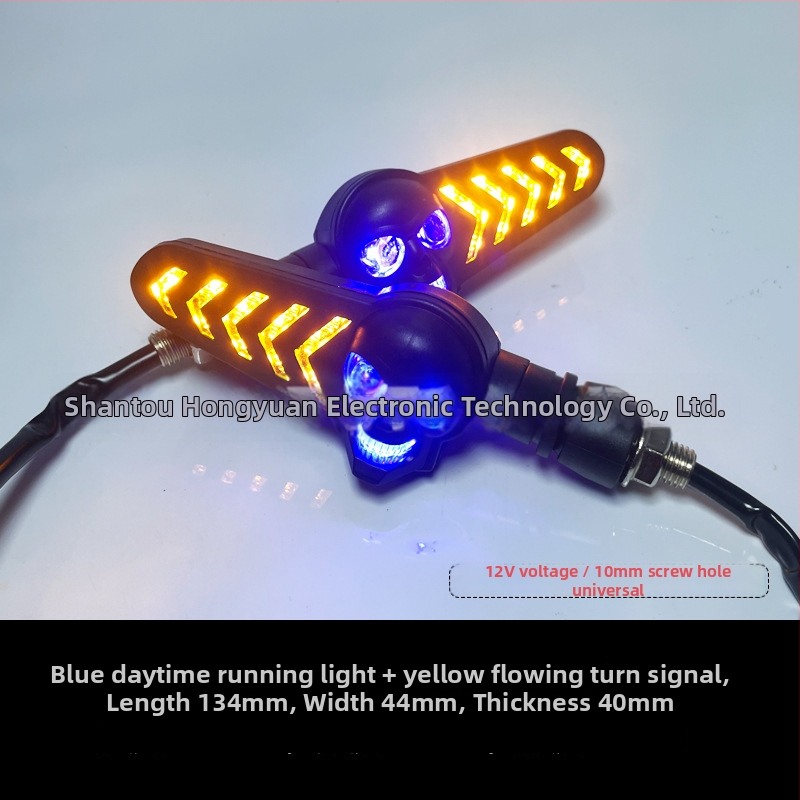LED žmigavac s motivom lubanje za motocikl, 12V, model 055, LED izvor, 10000K boja, vijek trajanja 10000 h; kompatibilno s motociklima, električnim vozilima, terenskim vozilima i skuterima