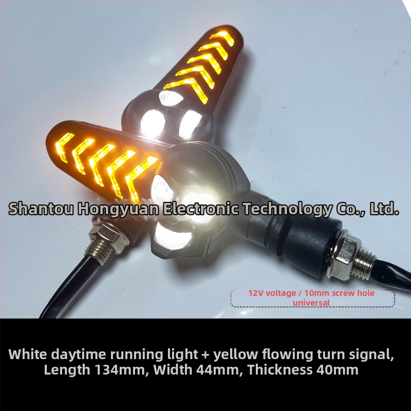 LED žmigavac s motivom lubanje za motocikl, 12V, model 055, LED izvor, 10000K boja, vijek trajanja 10000 h; kompatibilno s motociklima, električnim vozilima, terenskim vozilima i skuterima
