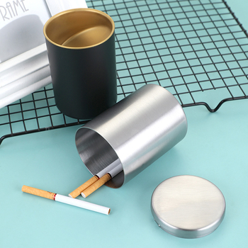 Scrumieră auto cu capac, din oțel inoxidabil, brand Creative, personalizabilă cu logo (Material: oțel inoxidabil; Tipărire logo: da; Personalizare: da; Ambalare: 100 buc.)