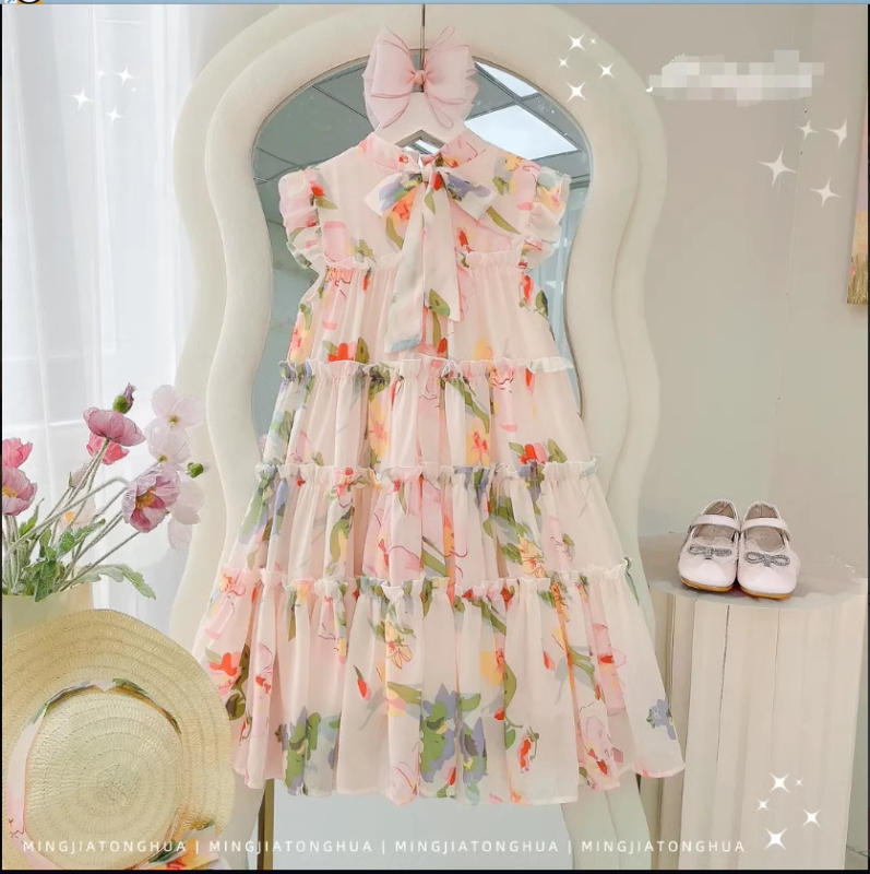 Dječja haljina, casual stil, 100% poliester, A-linija, za uzrast 3-8 godina