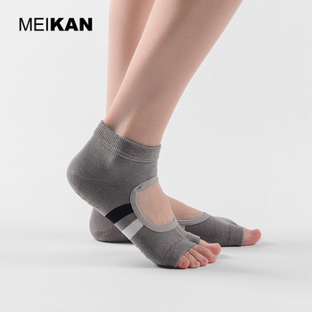 Meikan jóga zokni osztott ujjal, csúszásmentes, pamut, minta: kockás és csíkos, nőknek