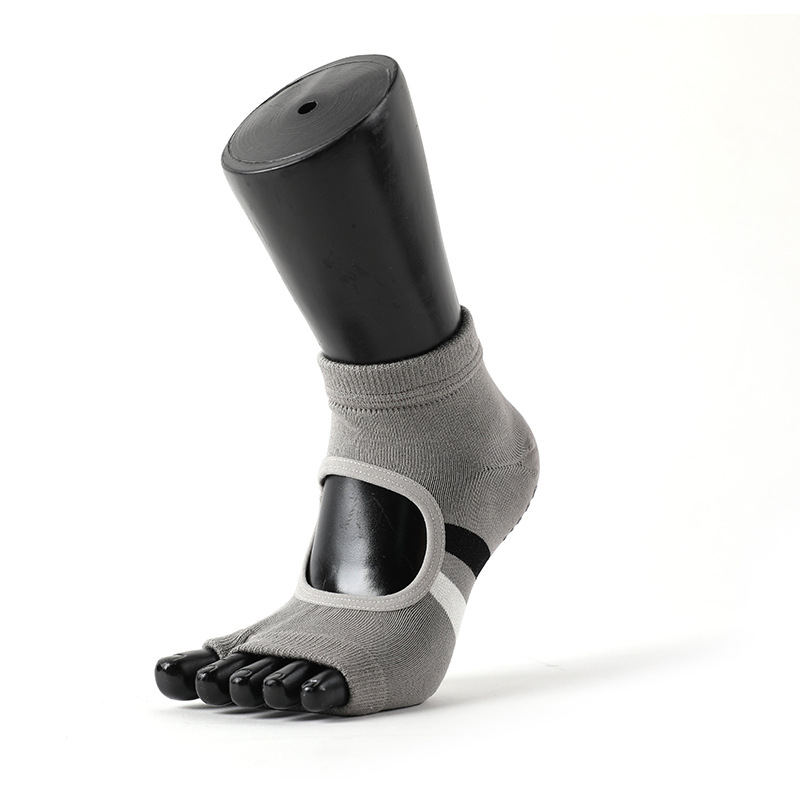 Meikan jóga zokni osztott ujjal, csúszásmentes, pamut, minta: kockás és csíkos, nőknek