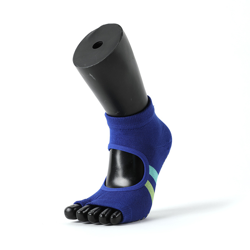 Meikan jóga zokni osztott ujjal, csúszásmentes, pamut, minta: kockás és csíkos, nőknek