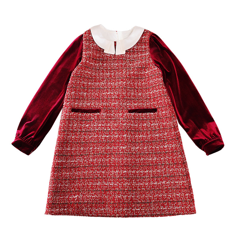 Hercegnő-stílusú gyerekruha lányoknak, 100% poliészter, puha felület, őszi–téli 2025, 8 év feletti gyerekeknek.