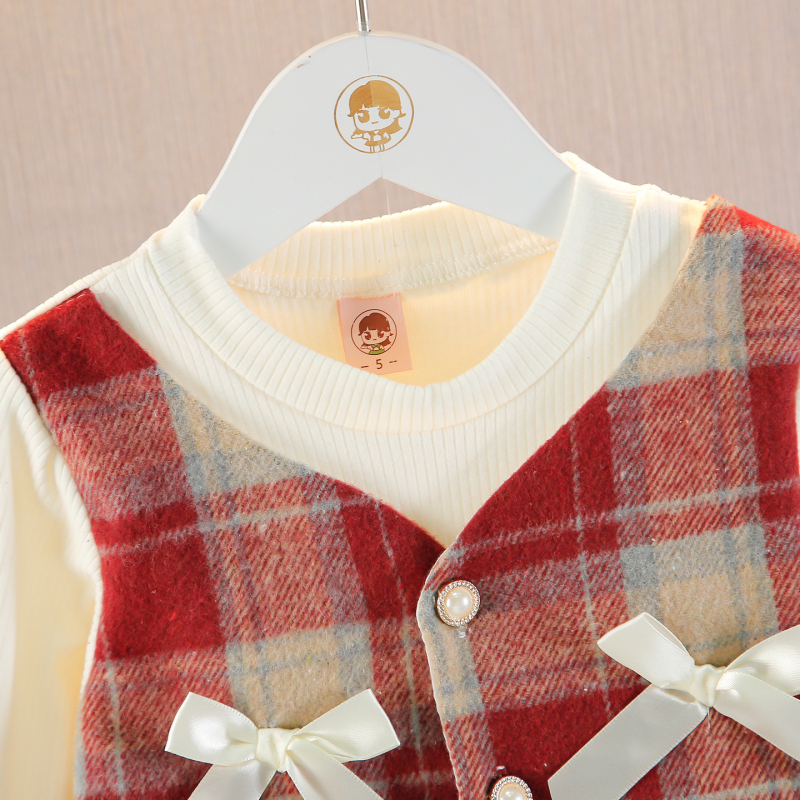 Lányoknak szánt ruha Little Fragrant Wind stílusban, 100% poliészter, hercegnős szegély, tavasz és ősz, 1–3 éveseknek