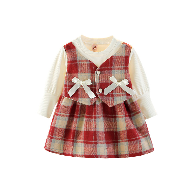 Lányoknak szánt ruha Little Fragrant Wind stílusban, 100% poliészter, hercegnős szegély, tavasz és ősz, 1–3 éveseknek