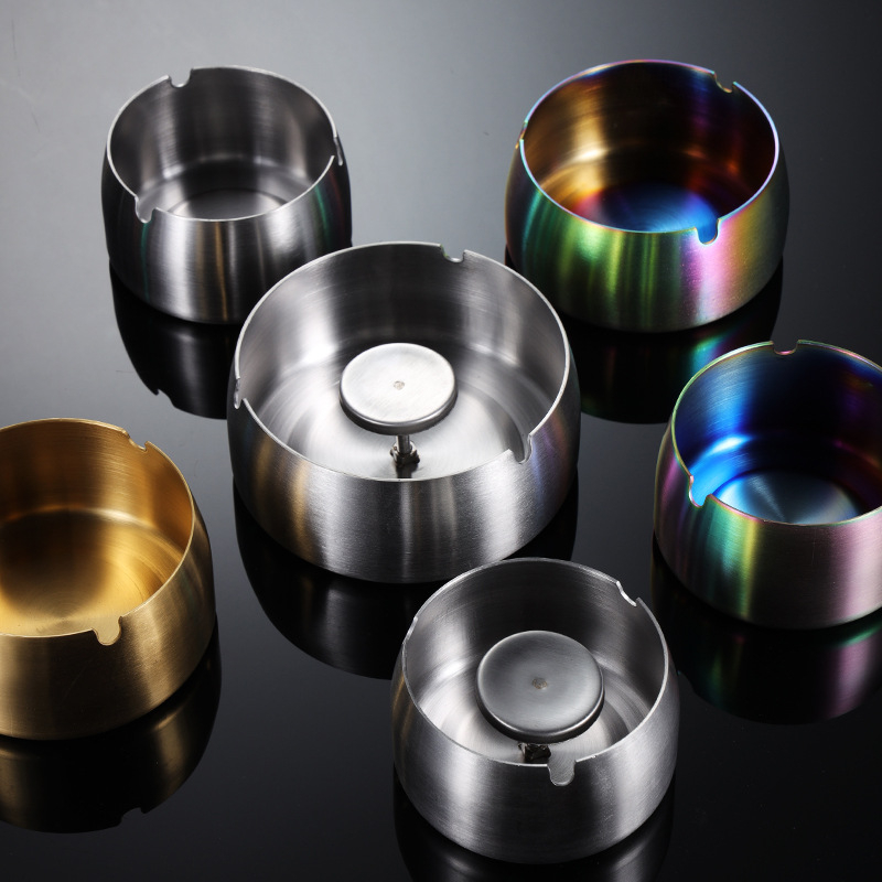 Scrumiieră din oțel inoxidabil 018 cu capac anti-vânt – durabilitate de hotel, imprimare logo, etichetă privat, cadou promoțional