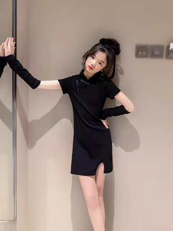 Kínai stílusú lányruha, A-vonalú szabás, poliészter keverék 70–80%, bélés poliészter, nyári 2024 megjelenés, lányoknak 8 éves vagy idősebbeknek