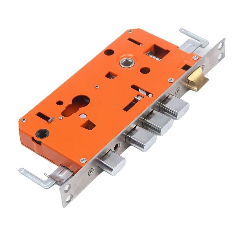 Mortise blok brave, Regularni model, od nehrđajućeg čelika s bakrenim jezičkom, za ulazna vrata, moderni minimalistički stil
