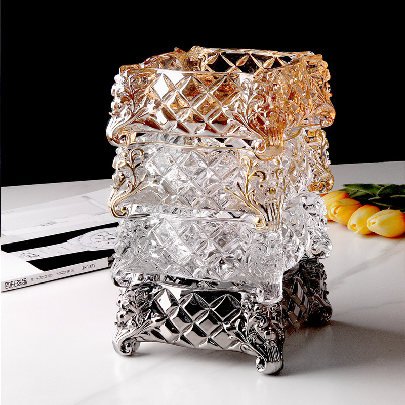 Cenusar de sticlă pentru țigări, stil european, marcă Flavinmci/Flaventz, fără logo, fără personalizare (Sticlă • Marca Flavinmci/Flaventz • Fără logo • Fără personalizare)