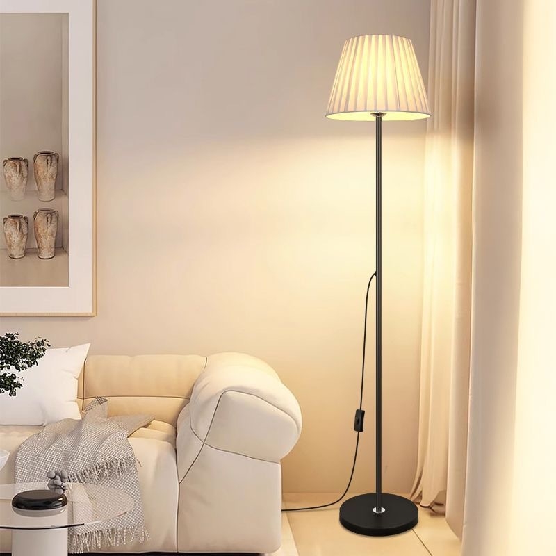 LED állólámpa, alumínium test, textil árnyékoló, 220V, állítható magasság