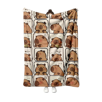 Capybara crtani motiv flanel deka, debela zimi, za ured i kauč