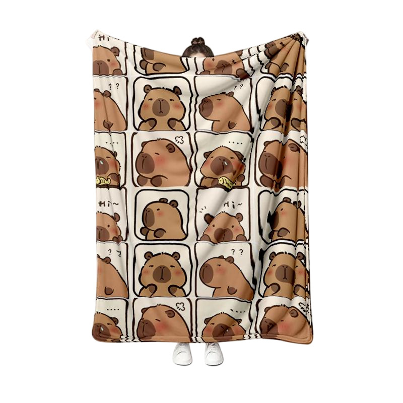 Capybara crtani motiv flanel deka, debela zimi, za ured i kauč