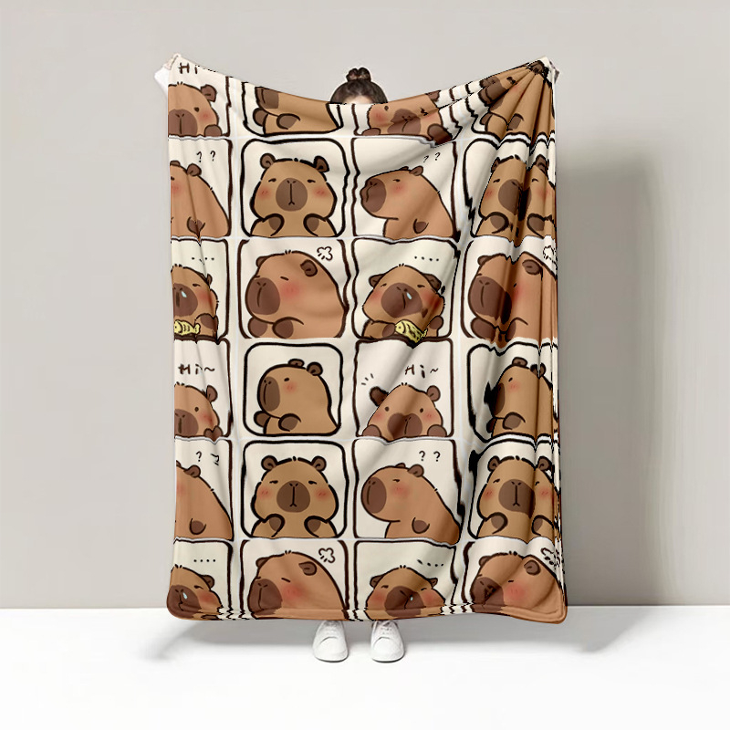 Capybara crtani motiv flanel deka, debela zimi, za ured i kauč