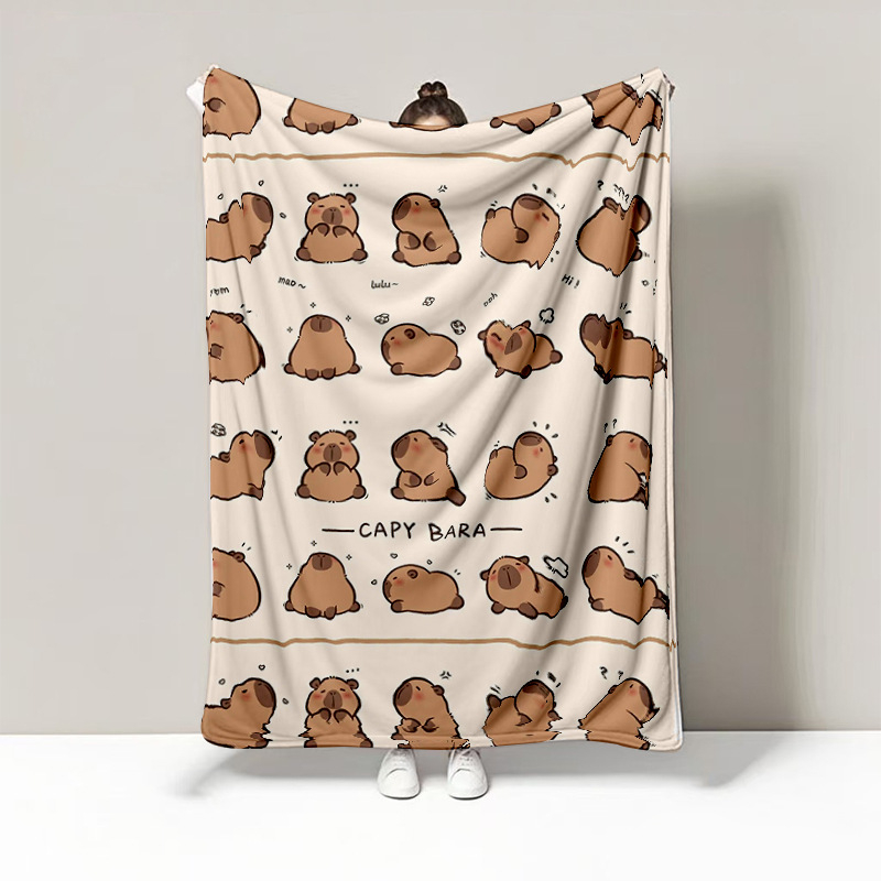 Capybara crtani motiv flanel deka, debela zimi, za ured i kauč
