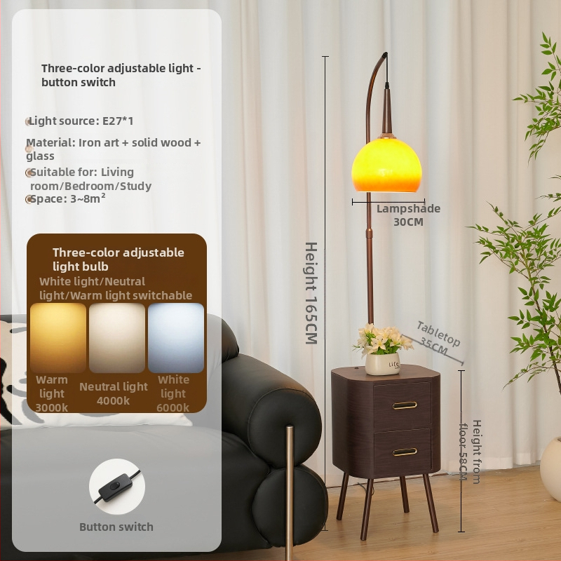 LED padlólámpa akril árnyékolóval, test fa- és vasból, világítási terület 3–5 m²