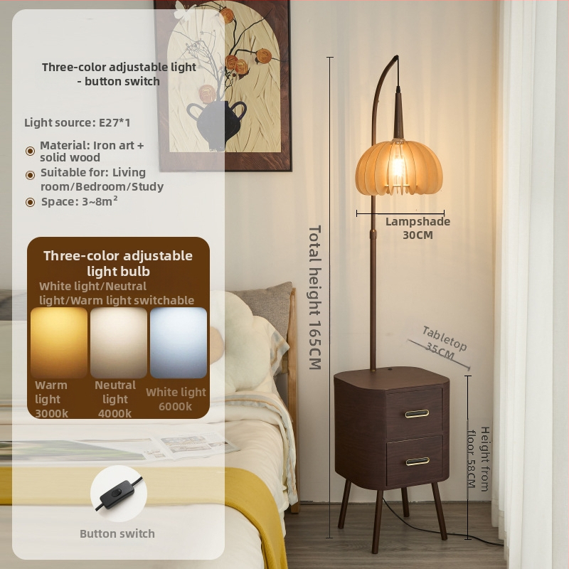 LED padlólámpa akril árnyékolóval, test fa- és vasból, világítási terület 3–5 m²