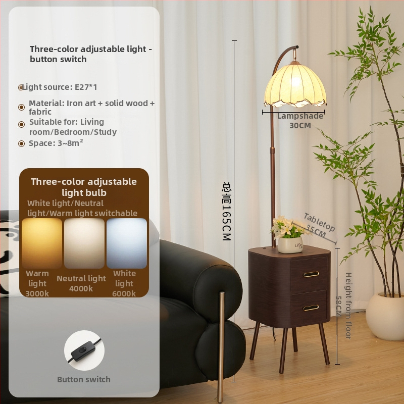 LED padlólámpa akril árnyékolóval, test fa- és vasból, világítási terület 3–5 m²