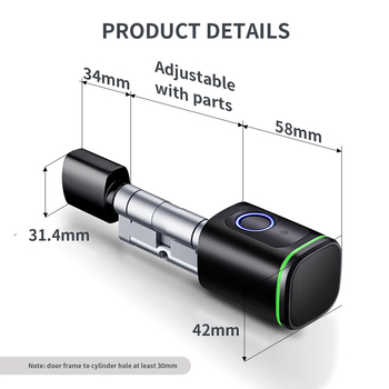 Lacăt inteligent pentru ușă de intrare, aliaj de aluminiu, model S1, stocare amprente 100, >100k deblocări, timp de scanare <0,5 s