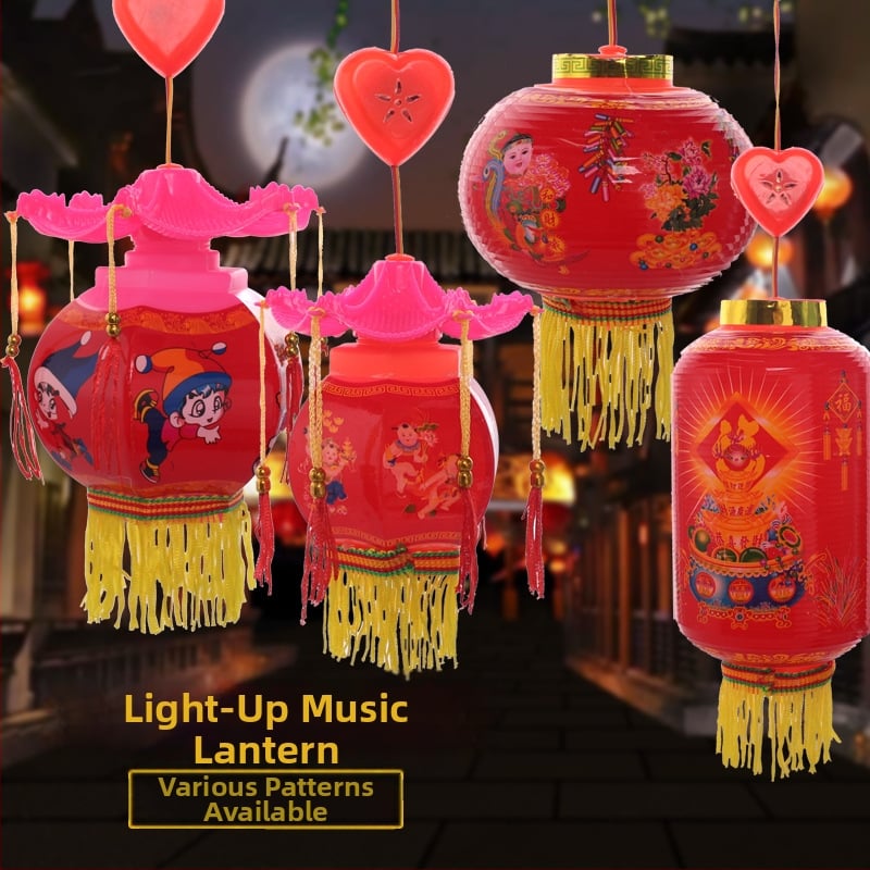 Fanar LED hexagonal cu motiv de lotus, luminos și muzical, din plastic, lanternă de mână pentru copii peste 14 ani