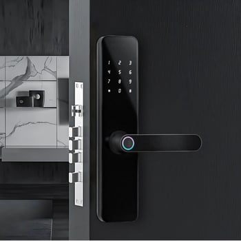 F7pro+ Έξυπνο κλειδί πόρτας με ανάγνωση δακτυλικού αποτυπώματος για ξύλινες πόρτες — 100 αποθηκευμένα αποτυπώματα, σάρωση 0,1 s, υποστηρίζει κωδικό πρόσβασης, κάρτα και απομακρυσμένο άνοιγμα