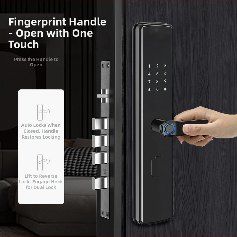 Έξυπνο ηλεκτρονικό κλειδί πόρτας με αποτύπωμα, κωδικό και κάρτα – ημι-αυτόματο άνοιγμα με ένα άγγιγμα, μοντέλο B26A, αποθήκευση αποτυπωμάτων 100, πάνω από 100000 κύκλους λειτουργίας, χρόνος σάρωσης <0.1 s