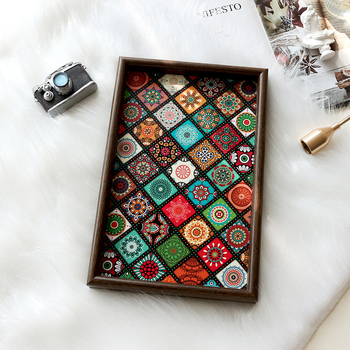 Tavă de prezentare pentru bijuterii, din lemn și piele artificială, Mirror Shadow, pentru fotografie de produs, greutate 330 g